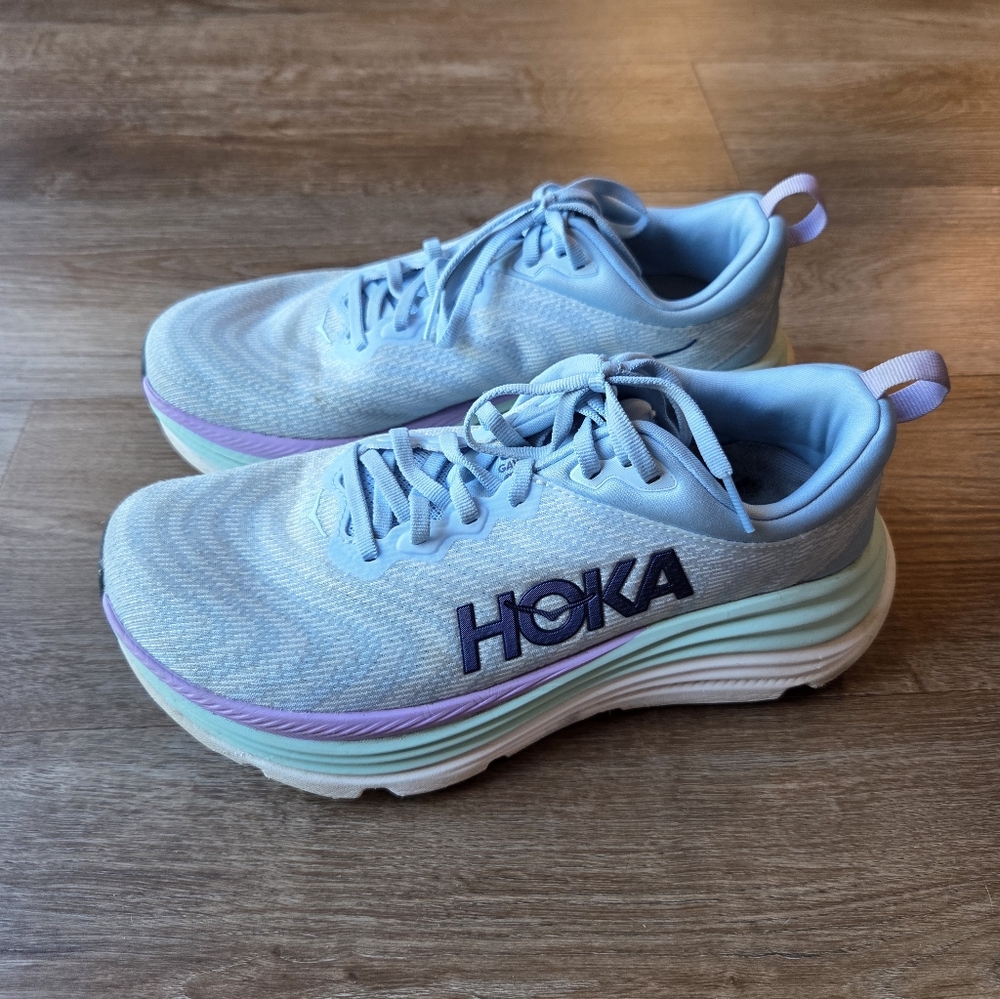 Hoka Women's Shoes in Light Blue and Purple